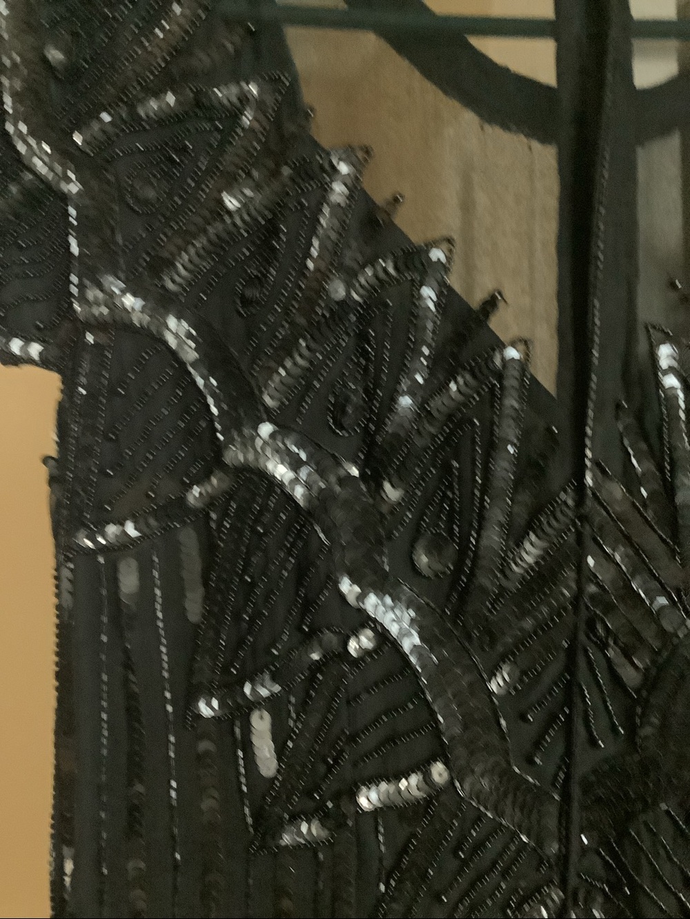 Black Sequin Fringe Evening Dress - Picture 7 of 7